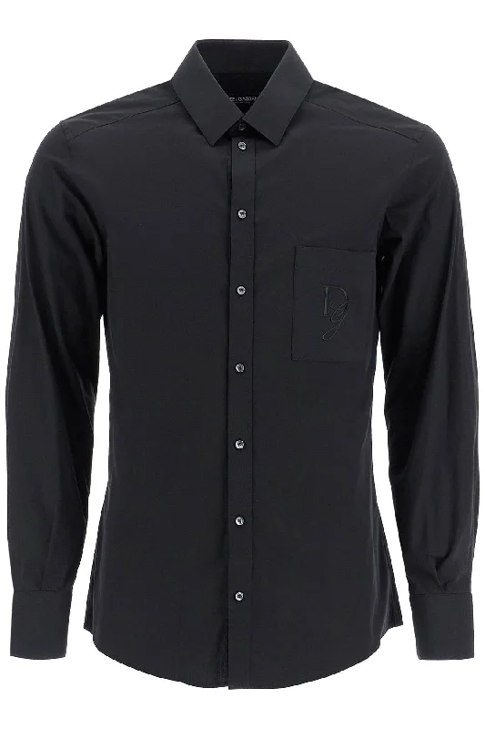 Men’s bold checked shirt-Dolce & Gabbana Men's Embroide Pocket Shirt With