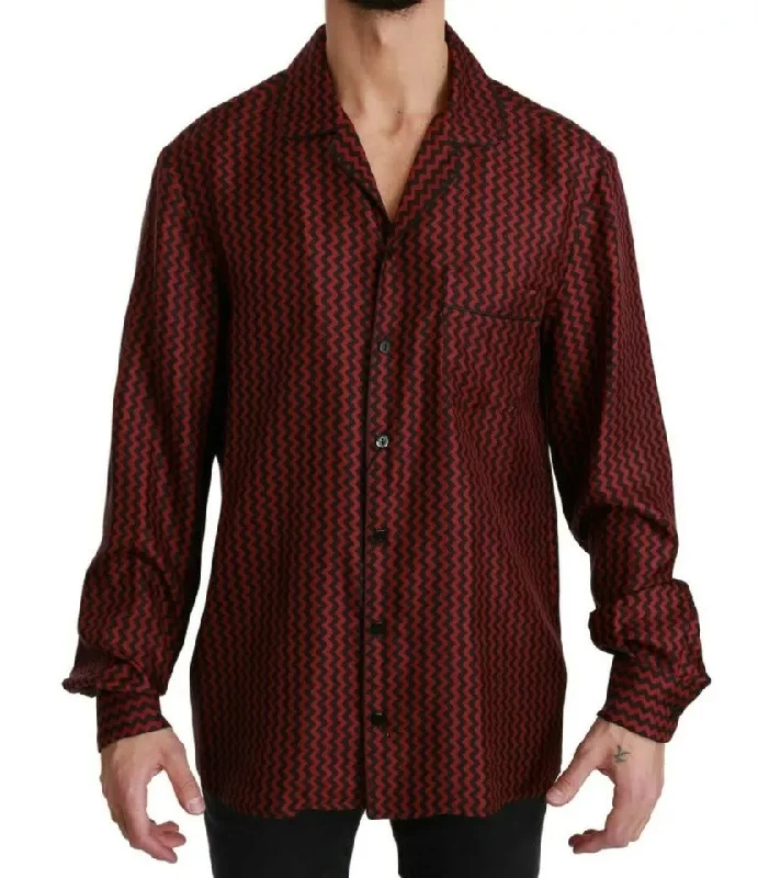 Men’s trendy herringbone shirt-Dolce & Gabbana   Zigzag Pattern Casual Men's Shirt