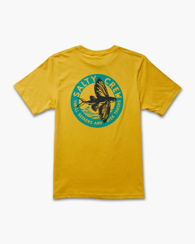 Men’s soft faded top-Fly By Boys Tee - Mustard