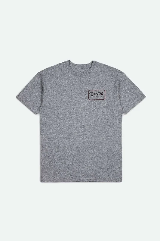 Men’s durable performance shirt-Grade S/S Standard T-Shirt - Heather Grey/Washed Black/Red