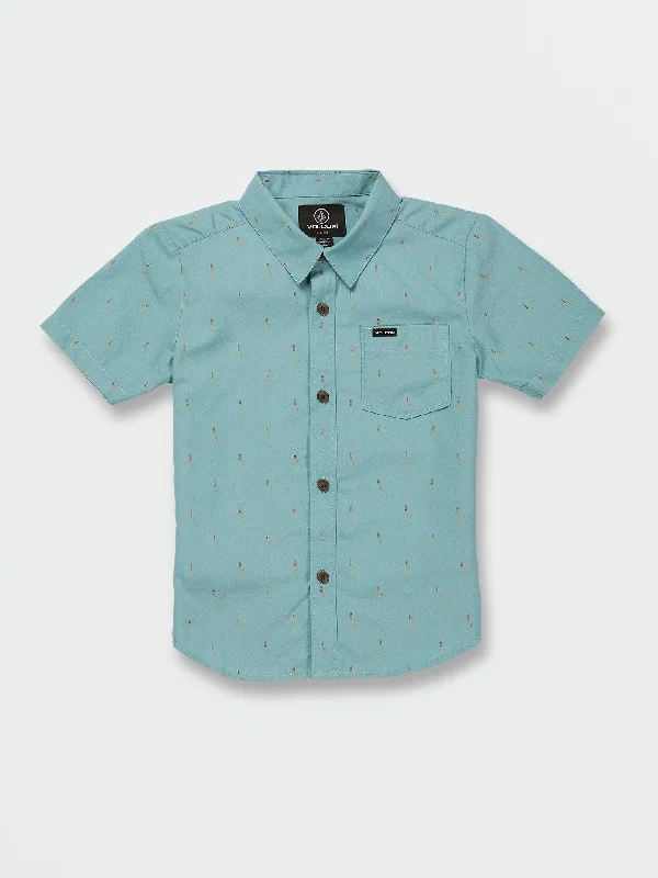 Men’s relaxed herringbone shirt-Little Boys Graffen Short Sleeve Shirt - Cali Blue Heather