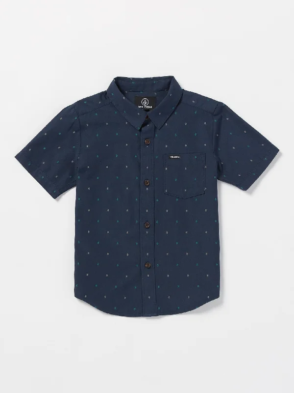 Men’s casual seersucker shirt-Little Boys Hone Stone Woven Short Sleeve Shirt - Navy