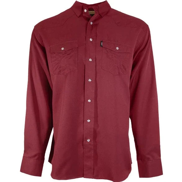 Men’s bold gingham shirt-Hooey Men's Sol Maroon Long Sleeve Western Snap Shirt