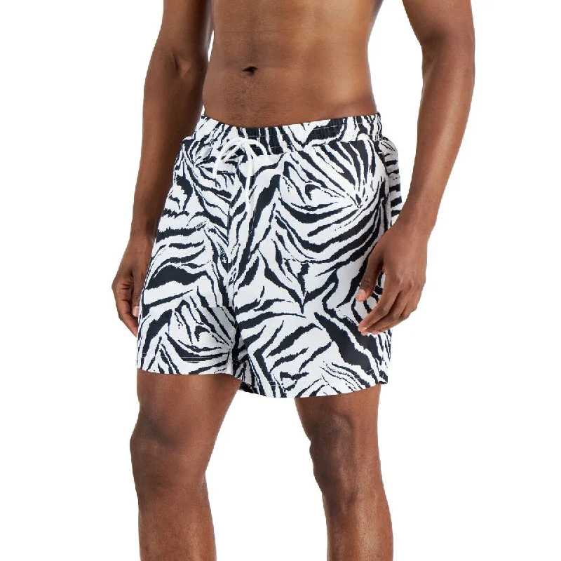 Men’s relaxed drawstring trousers-INC International Concepts Men's Tiger Stripe 5 Board Shorts Black Size XX-Large