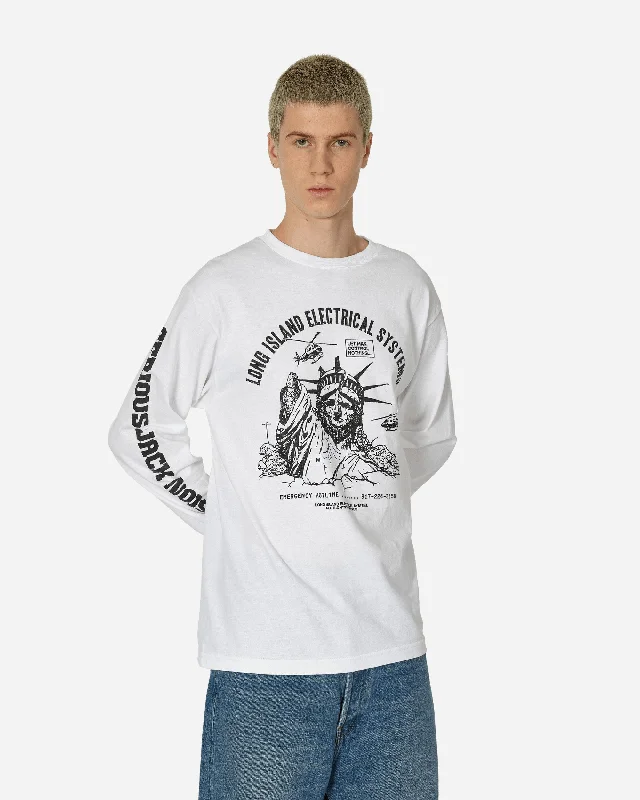 Men’s durable graphic tee-Statue Longsleeve T-Shirt White