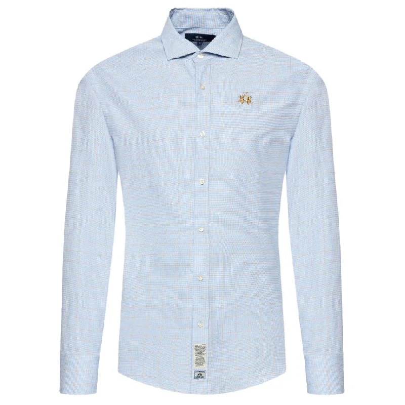 Men’s breathable seersucker shirt-La Martina  Cotton Men's Shirt