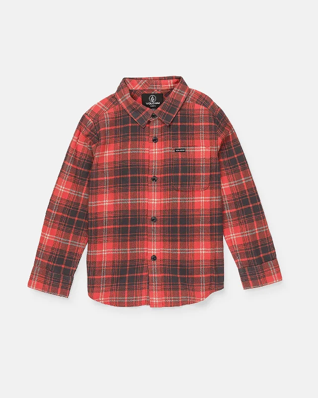 Men’s modern flannel shirt-Little Boys Caden Plaid Long Sleeve Shirt - Red