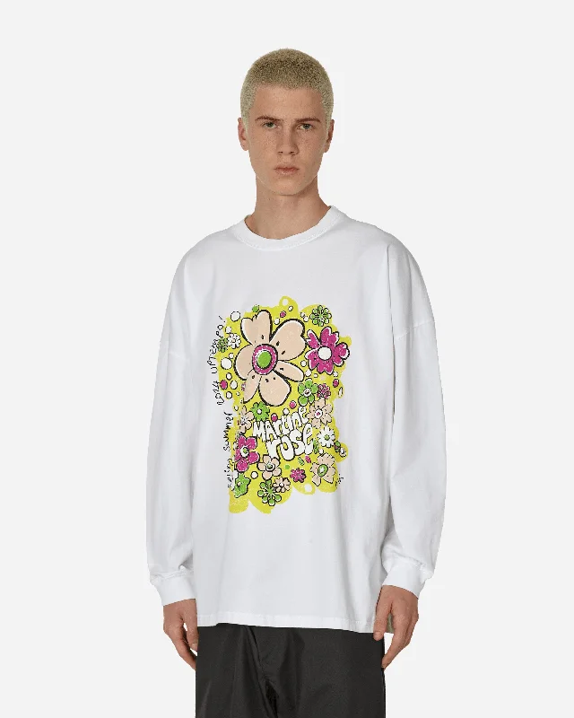 Men’s comfy tropical tee-Oversized Longsleeve T-Shirt White