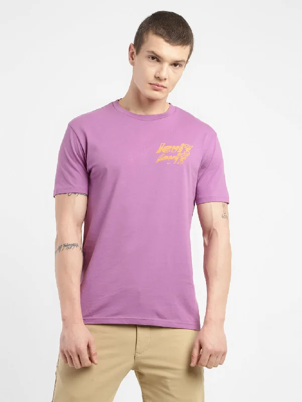 Men’s comfy linen tee-Men's Brand Logo Crew Neck T-shirt