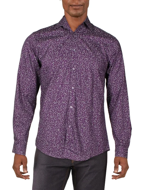 Men’s lightweight herringbone shirt-Mens Cotton Regular Fit Button-Down Shirt