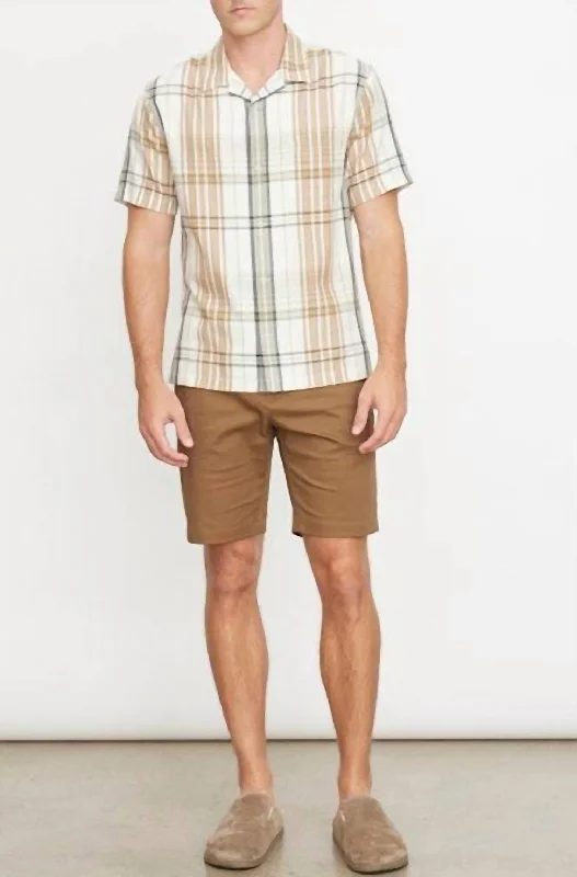 Men’s bright chambray shirt-Men's Ibiza Plaid Shirt In Beige