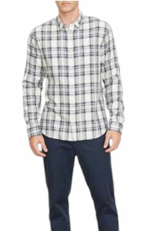 Men’s trendy seersucker shirt-Men's Ocean Plaid Shirt In Coastal Plaid