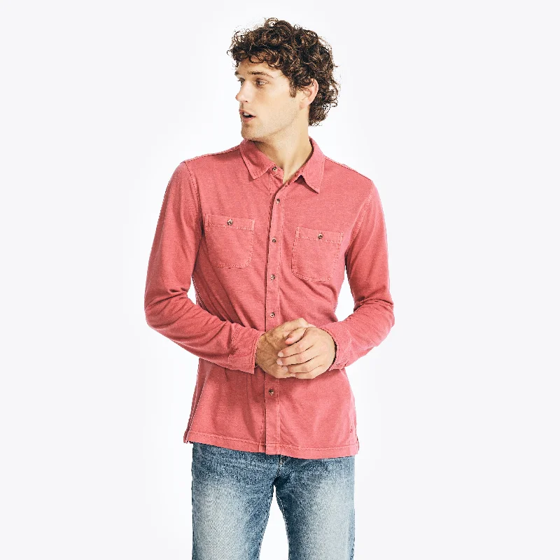 Men’s bold herringbone shirt-Nautica Mens Patch Pocket Shirt