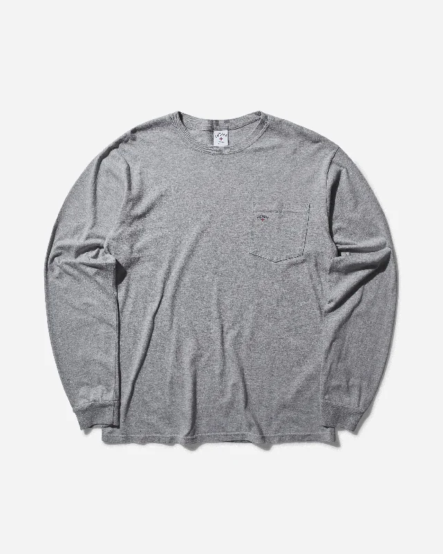 Men’s slim-fit solid shirt-Men's Core Logo Pocket Longsleeve  T-Shirt Heather Grey