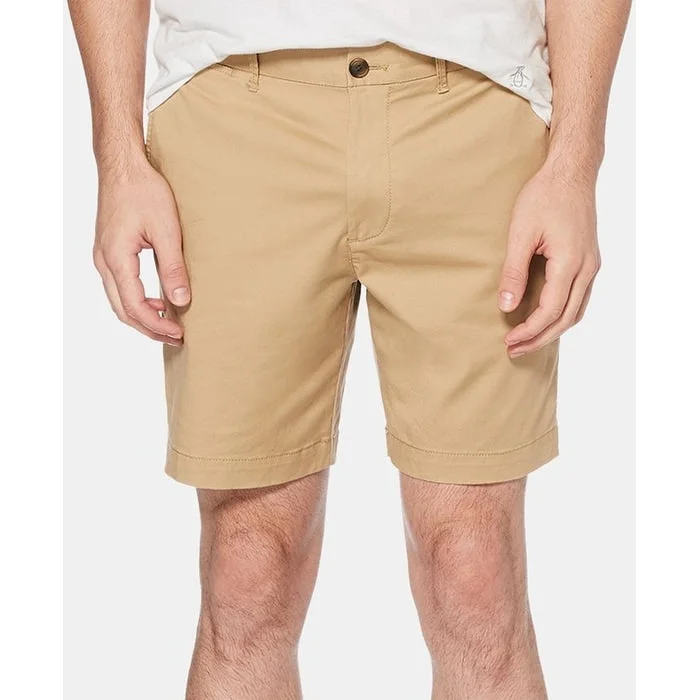 Men’s lightweight utility trousers-Original Penguin Men's Stretch Cotton Twill Shorts Beige Size 31