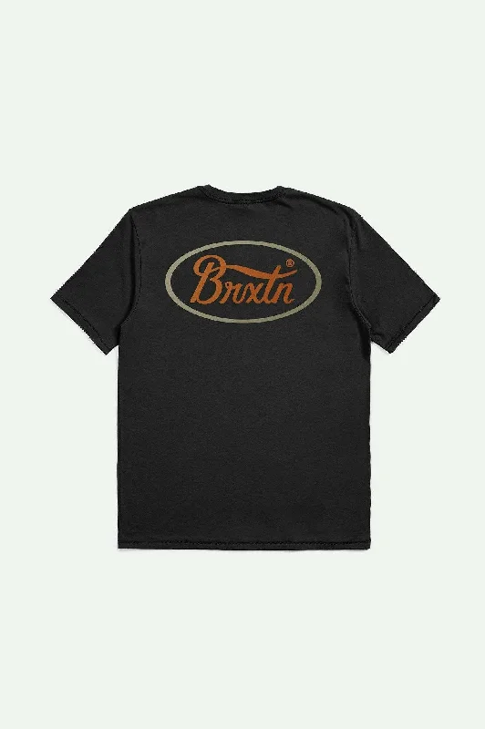 Men’s breathable organic tee-Parsons S/S Tailored T-Shirt - Black/Rust/Sand