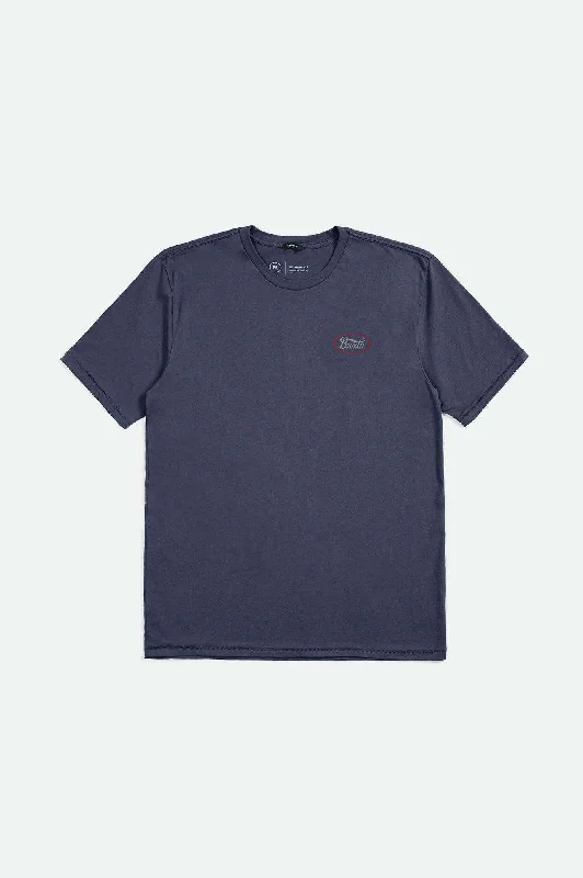 Men’s bold geometric short-sleeve top-Parsons S/S Tailored T-Shirt - Washed Navy/Grey/Brick