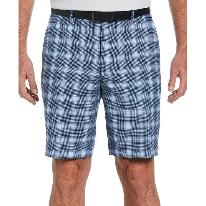 Men’s soft utility pants-PGA Tour Men's Moisture Wicking Stretch Plaid Golf Shorts Blue Size 42