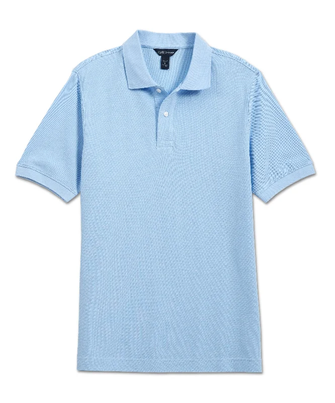 Men’s comfy checked shirt-Pima Pique Polo, Sky Blue