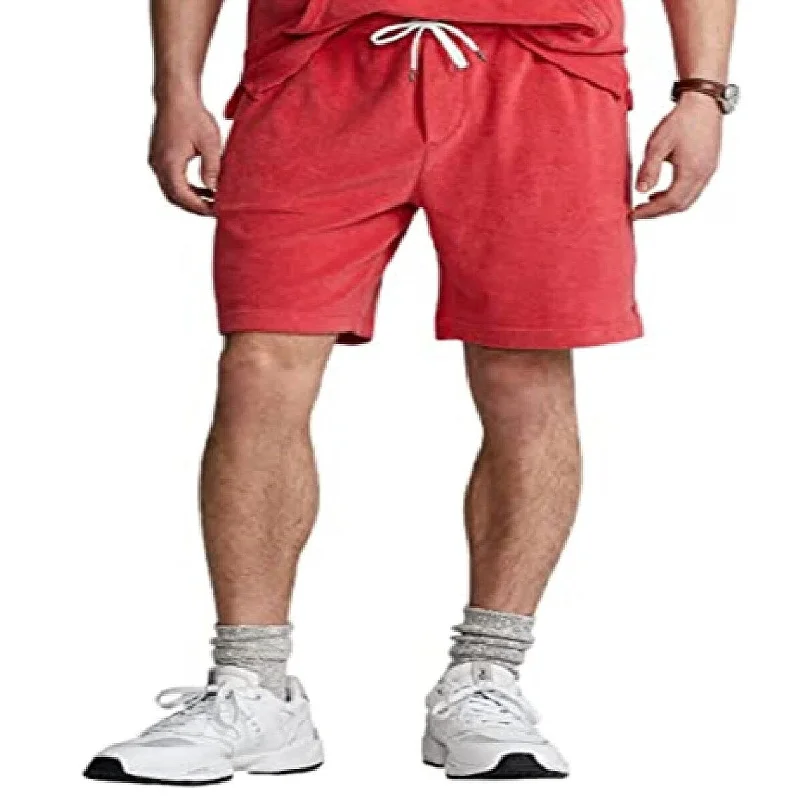 Men’s soft stretch pants-Polo Ralph Lauren Men's Terry Drawstring Shorts Red Size Small