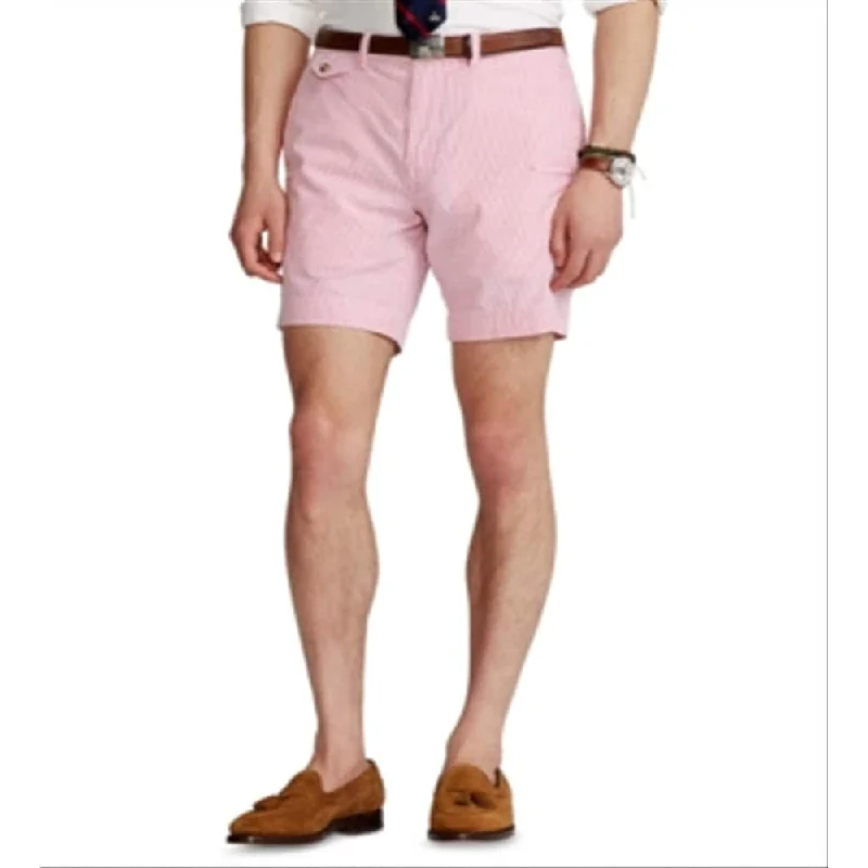 Men’s comfy utility jeans-Ralph Lauren Men's 9 Inch Classic-Fit Seersucker Shorts Pink Size 30