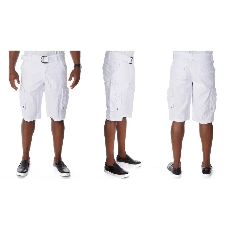 Men’s casual stretch trousers-Raw X Men's Belted Twill Tape Cargo Shorts with Snaps