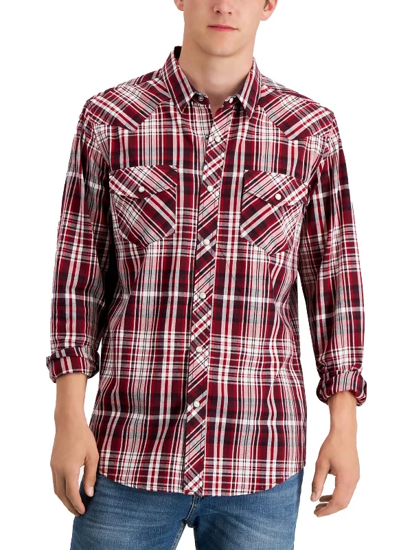 Men’s modern checked shirt-Remington Mens Woven Regular Fit Button-Down Shirt