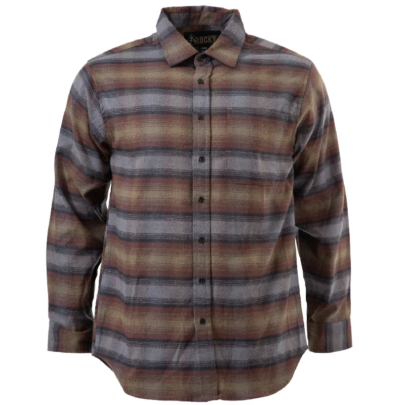 Men’s soft seersucker shirt-Rocky Mens Rugged Flannel Moss 100% Cotton L/S Shirt