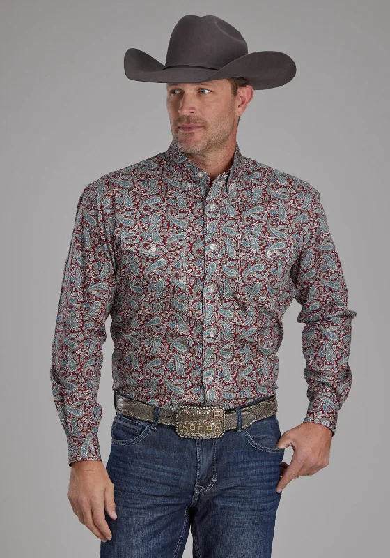 Men’s soft twill shirt-Roper Mens Orchard Paisley Multi-Color 100% Cotton Btn L/S Shirt