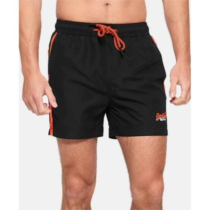 Men’s durable drawstring pants-Superdry Men's Beach Volley Swim Shorts Black Size XXL