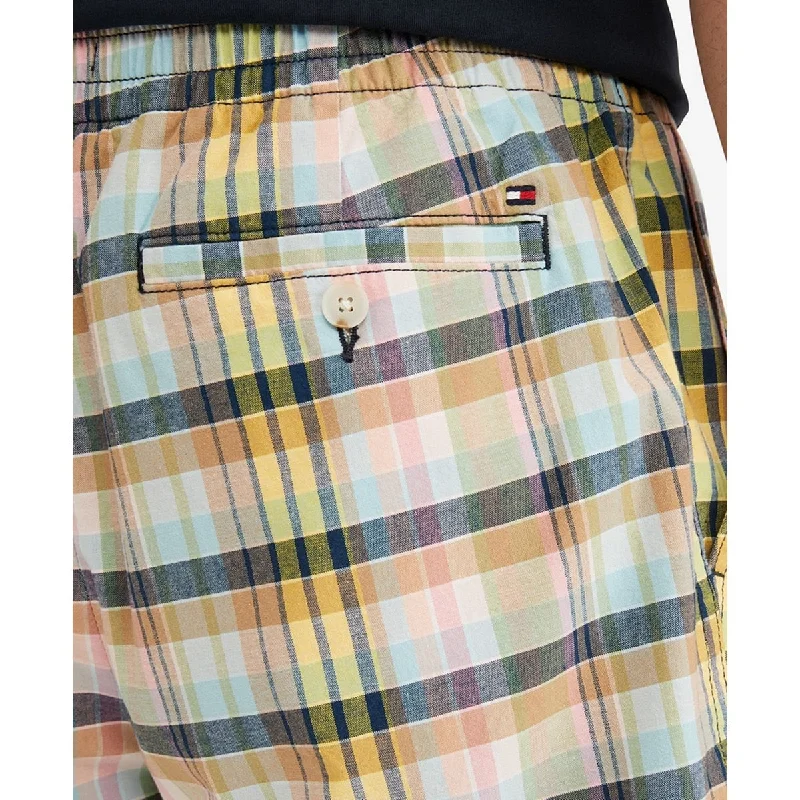 Men’s soft utility pants-Tommy Hilfiger Men's Th Flex Plaid Theo 7 Stretch Waistband Shorts Pink Size Large