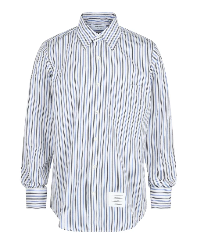 Men’s comfy checked shirt-Tricolor Stripe Poplin Shirt