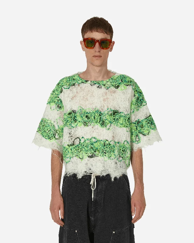 Men’s bright floral top-Doomboh T-Shirt White / Neon Green