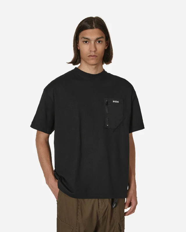 Men’s slim-fit solid shirt-Camp Pocket T-Shirt Black