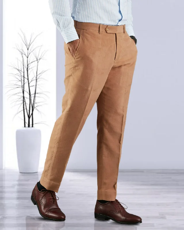 Men’s relaxed linen trousers-Zegna Camel Brown Cashco Moleskin Dress Pant