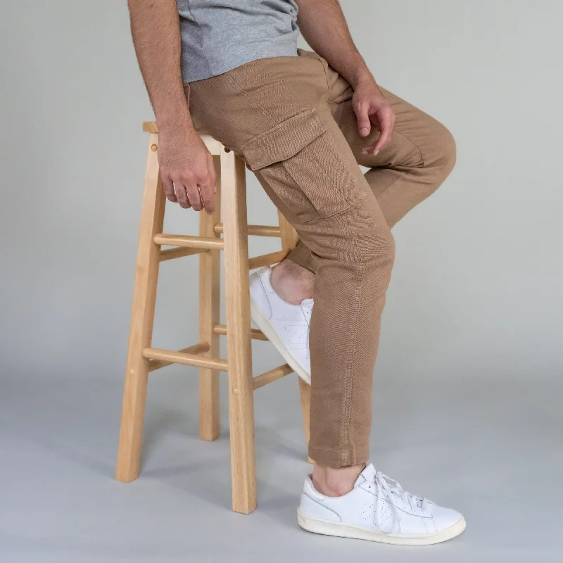 Men’s slim-fit stretch jeans-Cargo Pants - Tobacco