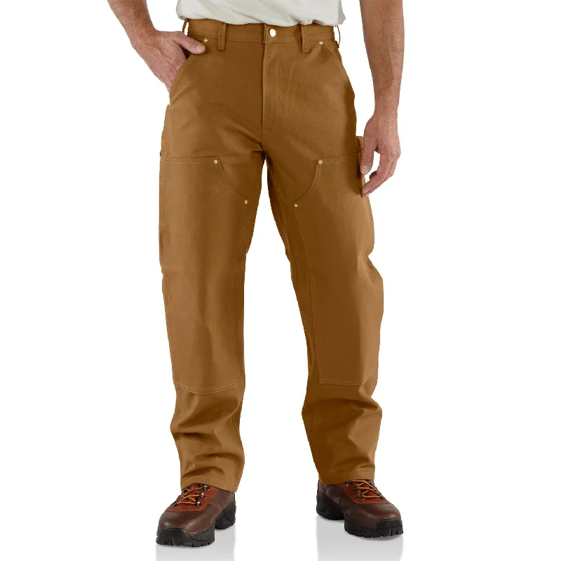 Men’s comfy utility trousers-Carhartt Men's Firm Duck Double-Front Work Dungaree_Brown