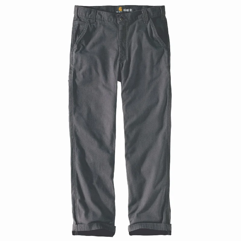 Men’s comfy corduroy pants-Carhartt Men's Rigby Flannel-Lined Dungaree_Gravel