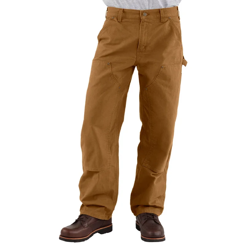 Men’s soft gabardine pants-Carhartt Men's Washed Duck Double-Front Work Dungaree_Carhartt Brown