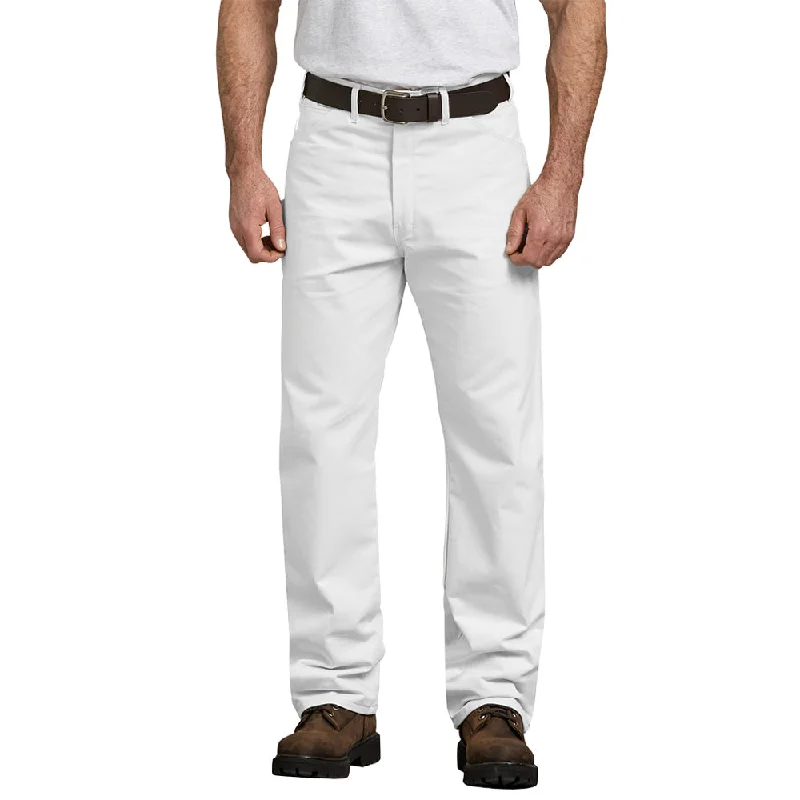 Men’s durable drawstring pants-Dickies Men's Relaxed Fit Straight Leg Painter's Pant_White