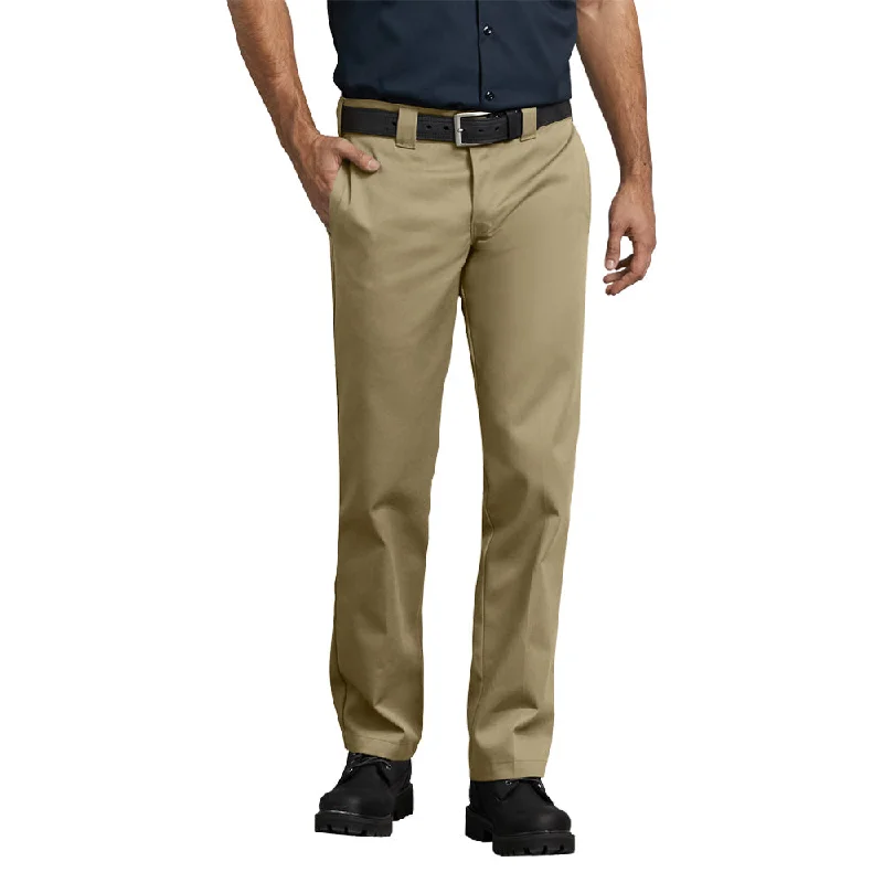 Men’s bold twill trousers-Dickies Men's Slim Fit Straight Leg Work Pant_Khaki