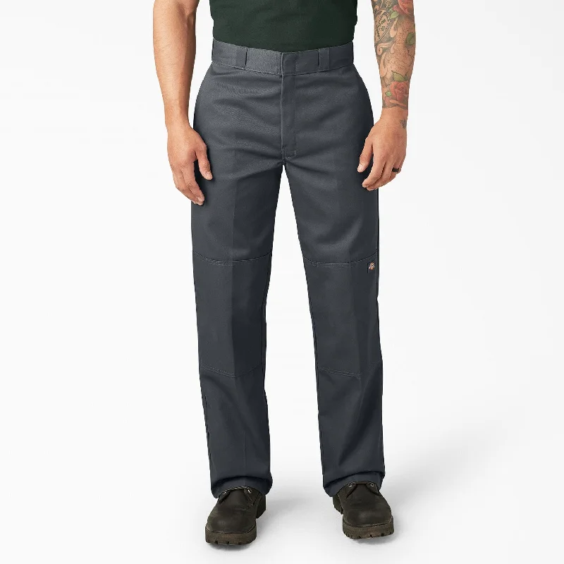 Men’s bold patterned trousers-Dickies Men's Loose Fit Twill Double Knee Work Pant_Charcoal