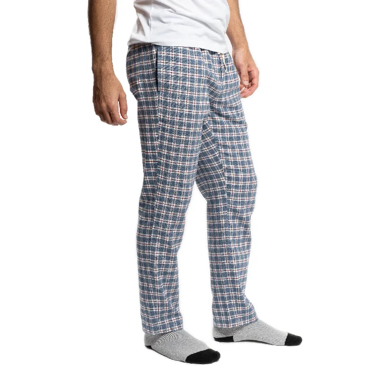 Men’s slim-fit pleated trousers-Flannel Pajama Pants -  Navy Windowpane