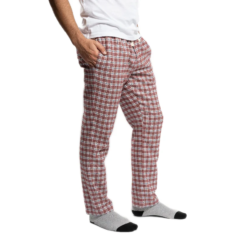 Men’s lightweight utility trousers-Flannel Pajama Pants - Red Windowpane