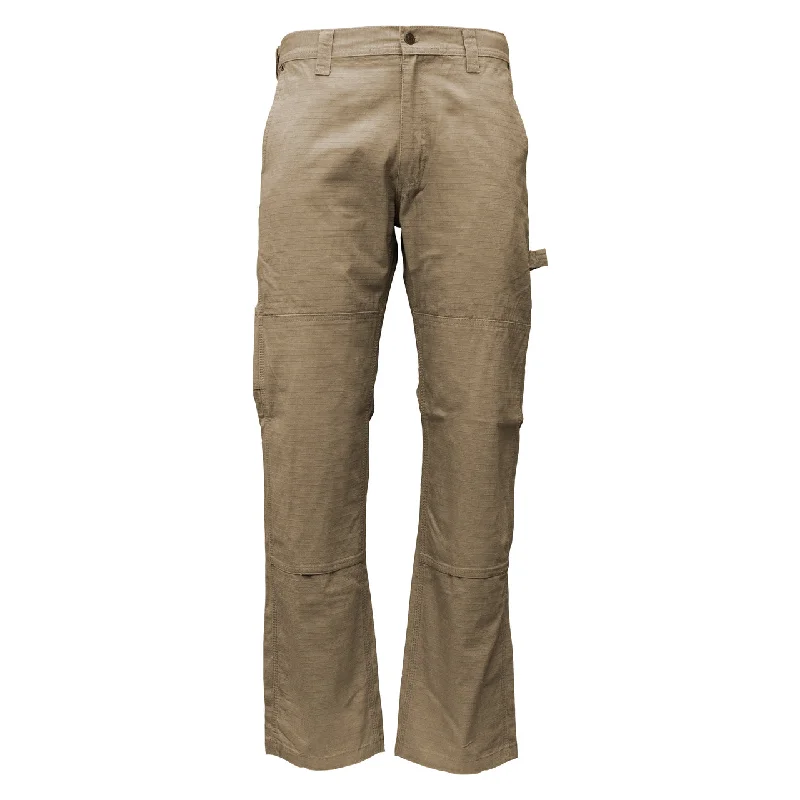 Men’s soft twill trousers-KEY Men's Rip Stop Double-Front Dungaree_Khaki