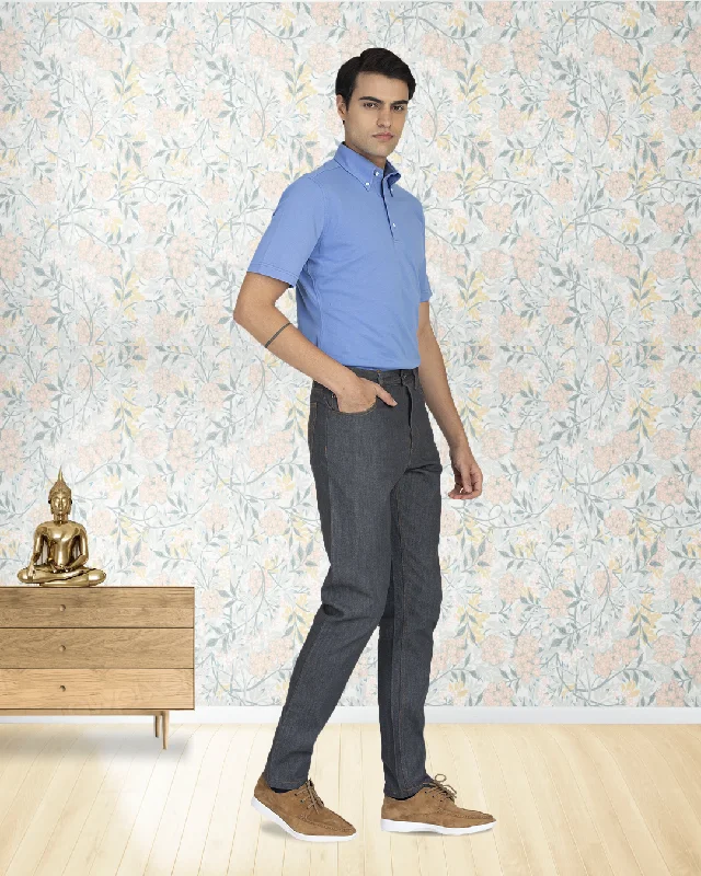 Men’s bright linen trousers-Luxire Selvedge: Grey Jeans