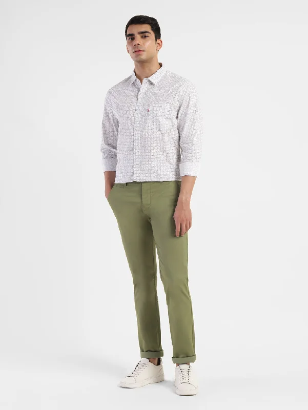 Men’s relaxed ripstop trousers-Men's Green Slim Fit Trousers