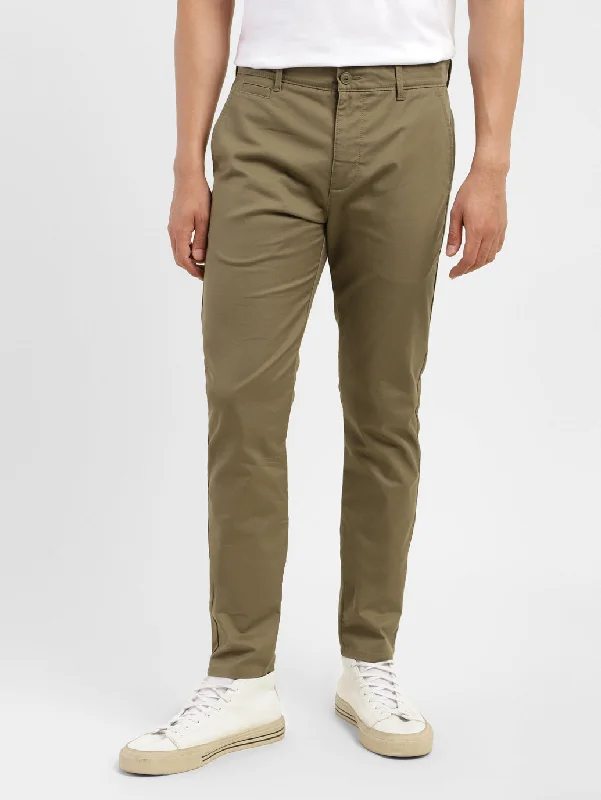 Men’s comfy chino trousers-Men's Olive Slim Fit Trousers