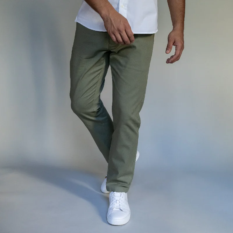 Men’s trendy utility trousers-Stretch Chinos Slim Fit - Olive