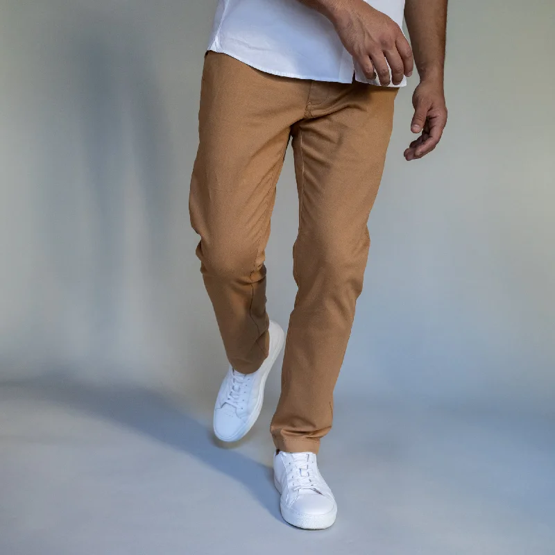 Men’s comfy corduroy pants-Stretch Chinos Slim Fit - Tobacco